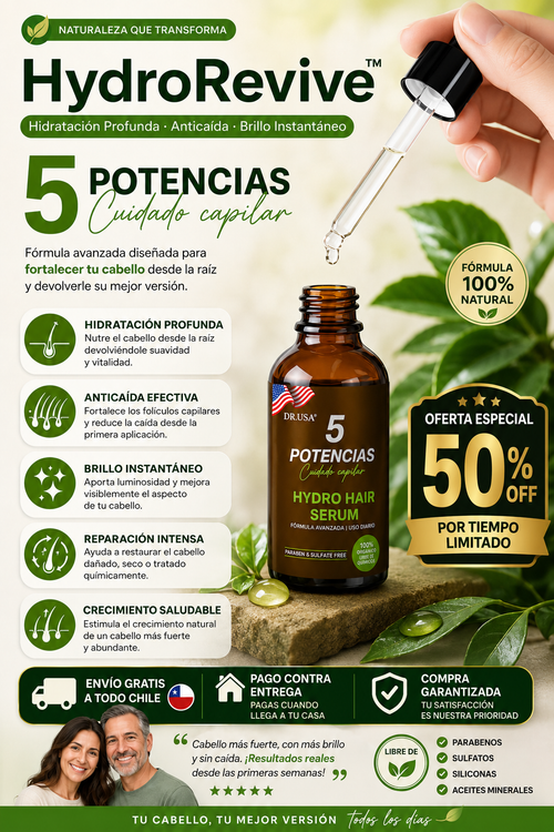 HydroRevive™ Hidratación Profunda · Anticaída · Brillo Instantáneo