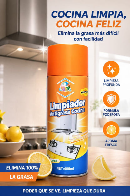 GraseOut Pro™ Limpiador Antigrasa Cocina | Acción Instantánea | Limpieza Profunda + Aroma Limón Fresco | 400ml Heavy Duty